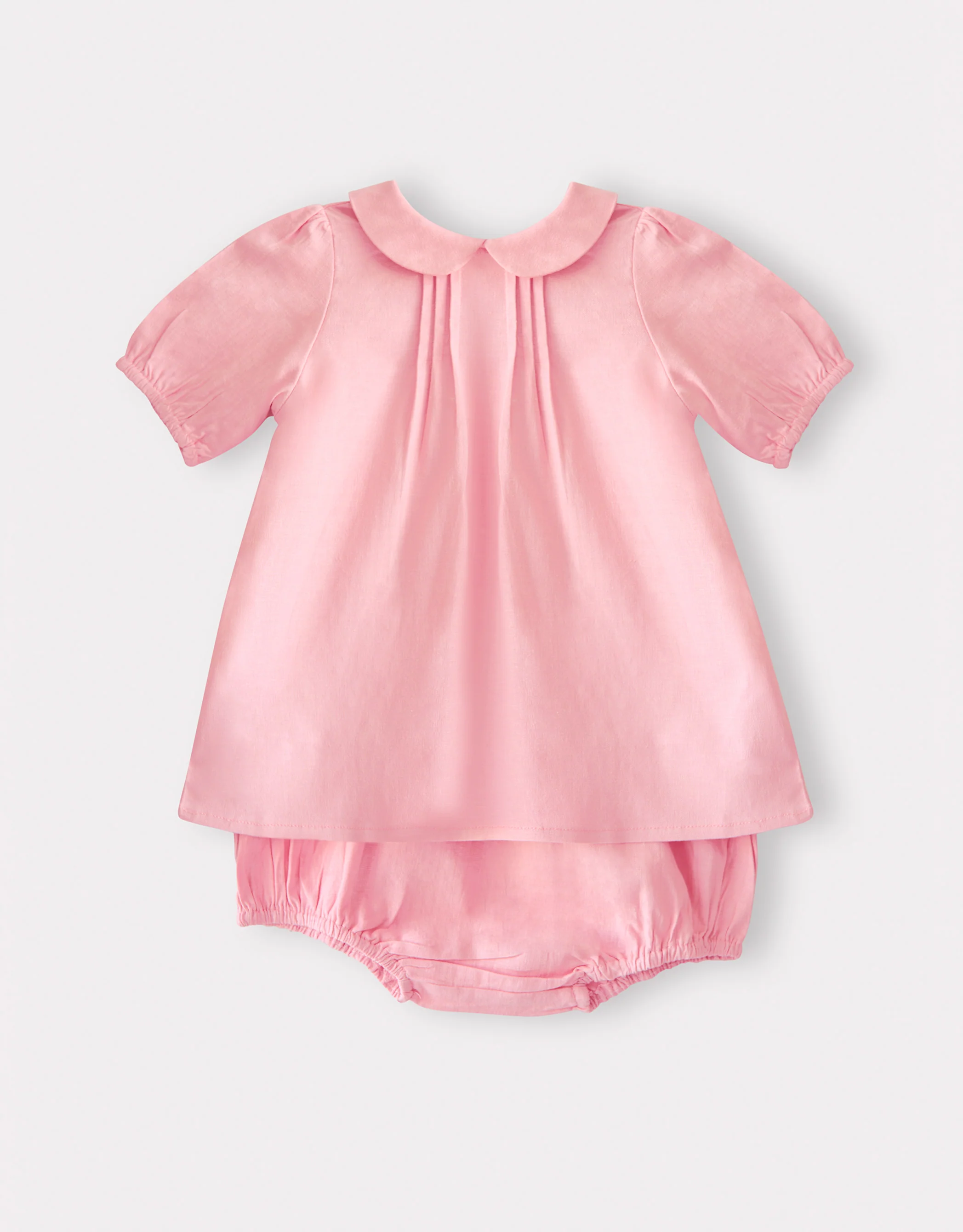 Toddler Girl Pintucked Linen Playwear Set Pink - Image 3